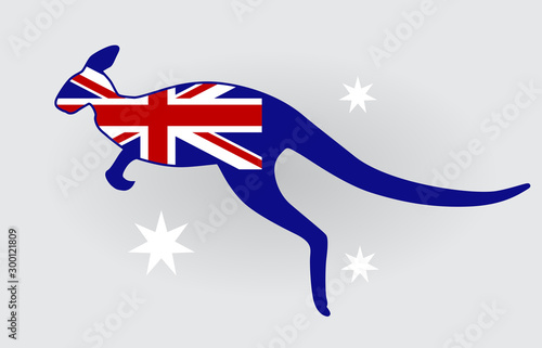 Print background kangaroo flag australia blue