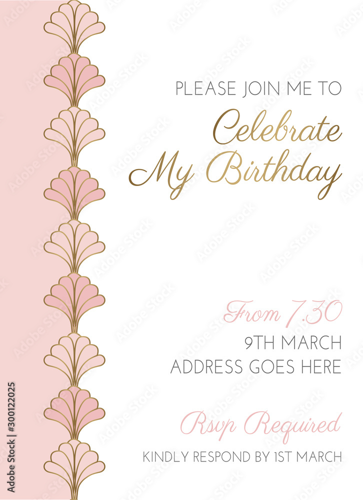 Pink Elegant Style Birthday Invitation Design