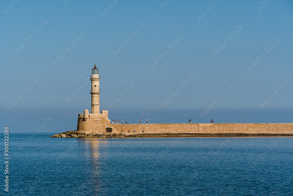 Lighthouse, old harbour, Chania, Crete island, Greece