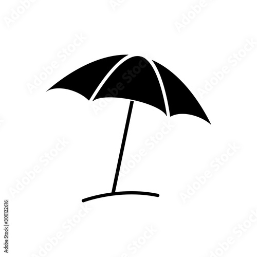 Beach umbrella linear icon. Thin line illustration. Contour symbol. Vector isolated outline drawing