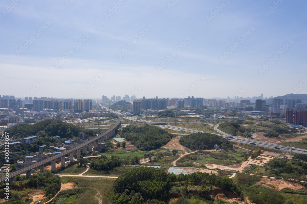 City buildings and traffic road skyline view, Nanning, China