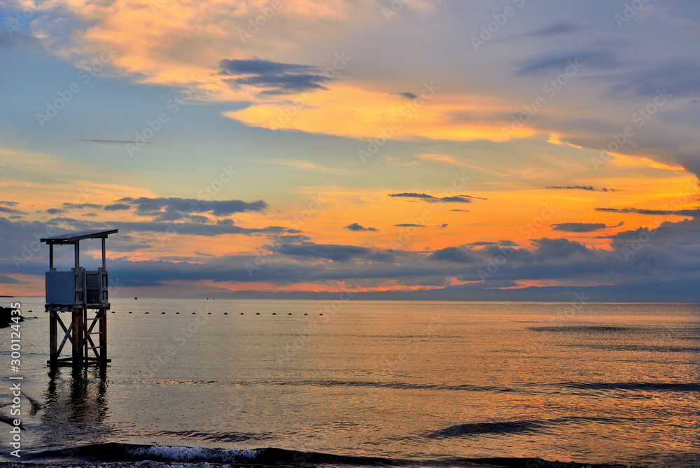 江の島西浜海岸の夕景 江の島西浜海岸の夕景