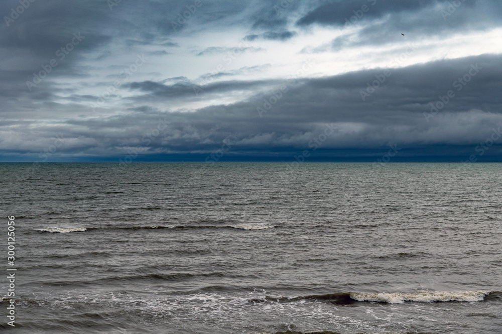 Gray autumn morning by Baltic sea.