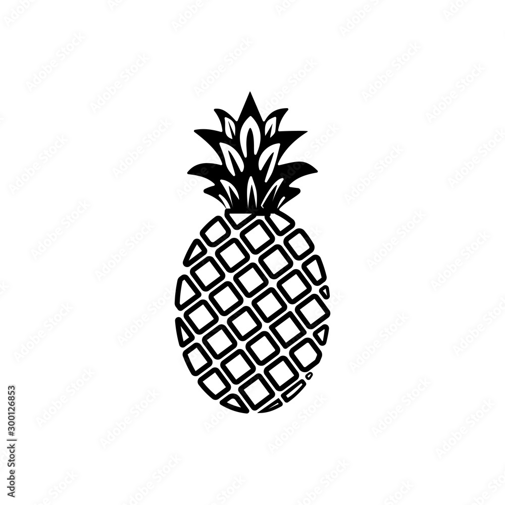 Obraz premium Trendy flat pineapple fruit icon design