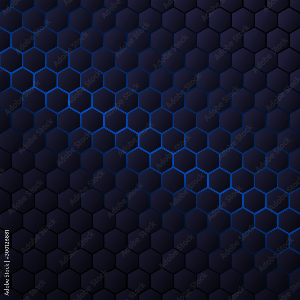 abstract hexagonal background with blue light for games