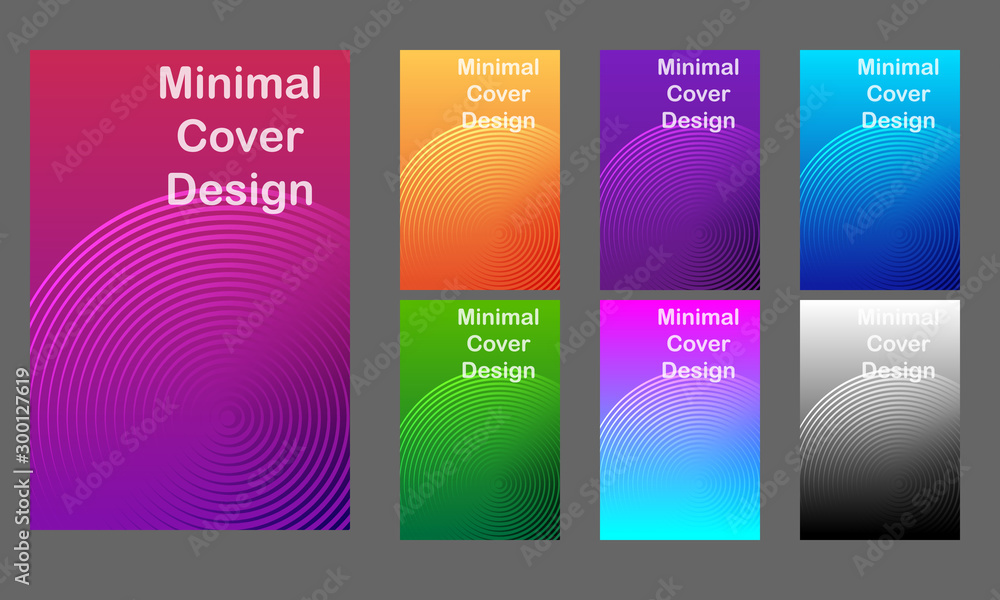 Minimal modern cover design. Dynamic colorful gradients. Future geometric patterns. Poster template vector design. Colored and black and white examples.