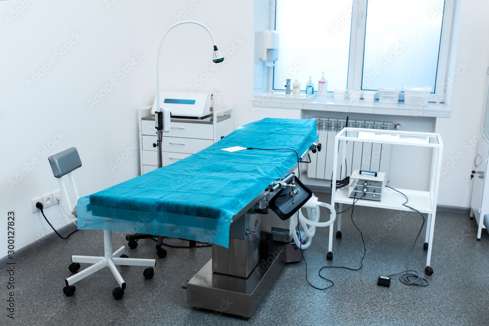 The interior of the operating room in the clinic for the removal of moles and birthmarks The interior of the operating room in the clinic for the removal of moles and birthmarks