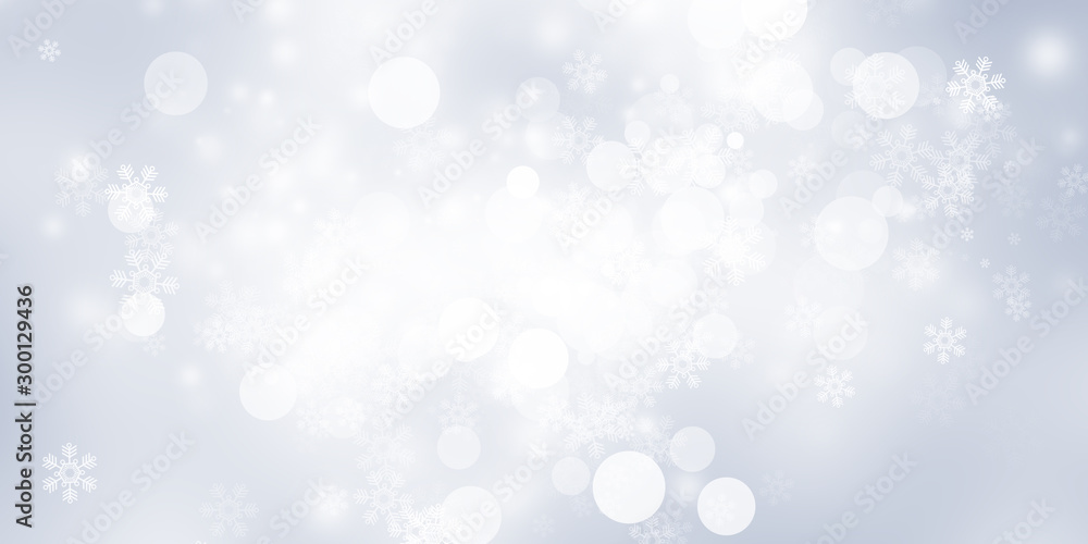 white snow blur abstract background. Bokeh Christmas blurred beautiful shiny Christmas lights
