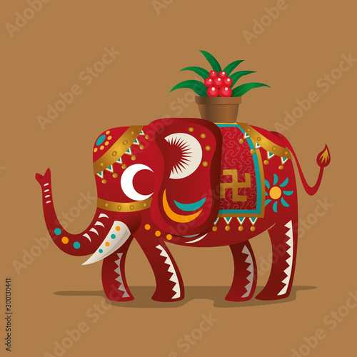 Chinese New Year Festival's lucky symbol:A elephant with a plant of Evergreen. As spring comes, all the things get a refresh. It implies the meaning of blessing people "All the best in coming new year