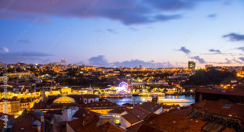 Obraz premium Panorama - Porto - Nacht - Blick auf Gaia