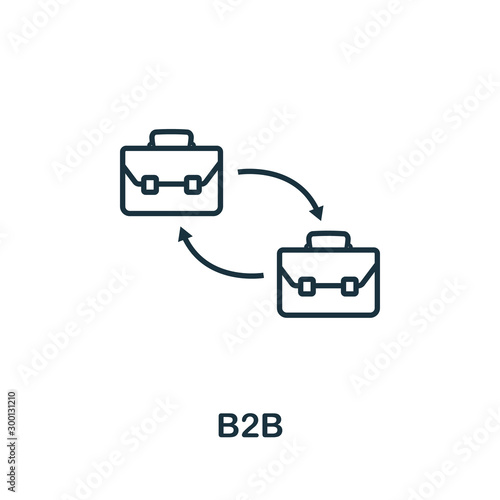 B2B icon outline style. Thin line creative B2B icon for logo, graphic design and more