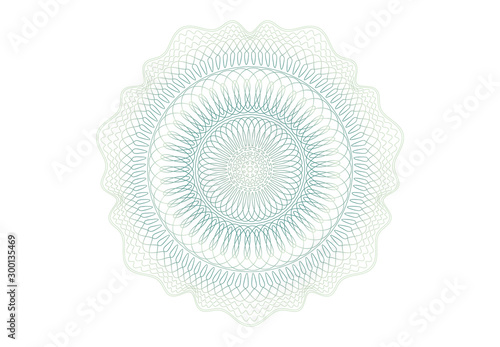 Guilloche elements pattern for graduation, business, award, coupon, banknote and banner. Rosette linear watermark  for different certificate.