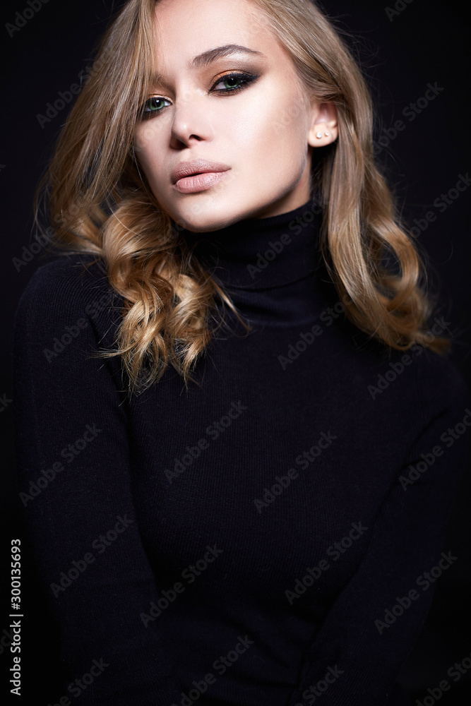 portrait of Beautiful young woman in black portrait of Beautiful young woman in black