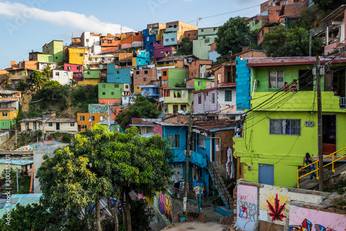 Colorfull houses in Comuna 13 in Medellin photo