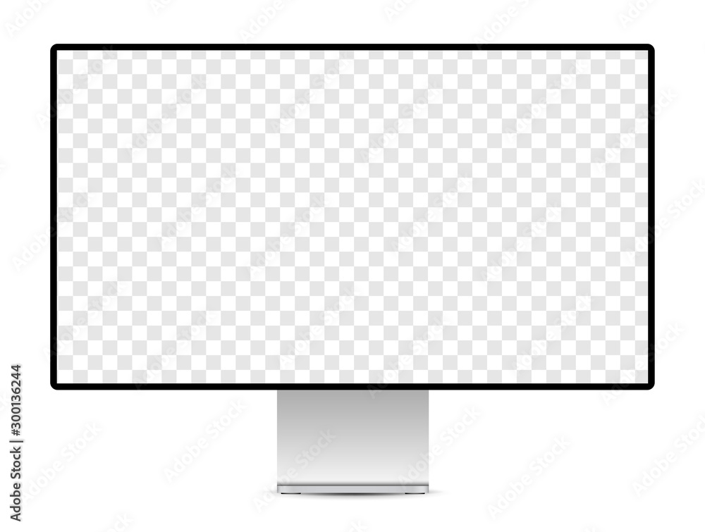 Realistic display mockup with blank checkered transparent screen. Realistic display mockup with blank checkered transparent screen.