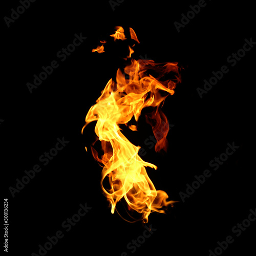 Fire flames collection isolated on black background