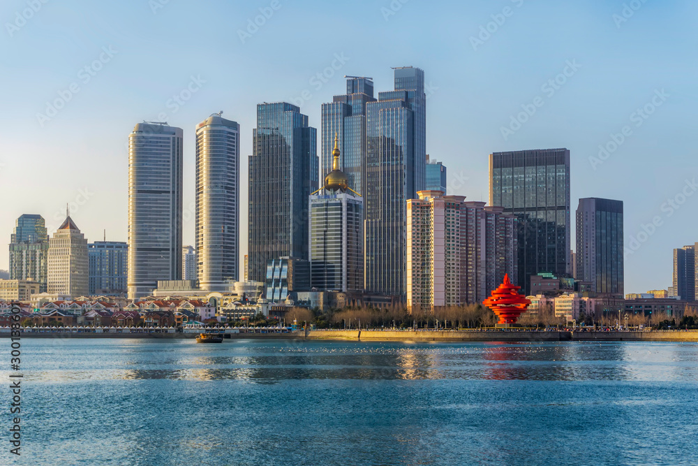 Fototapeta premium Qingdao coastline architectural landscape and urban skyline..