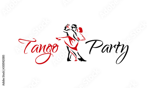 Tango dancing couple man and woman vector illustration, logo, icon for dansing school, party, lessons