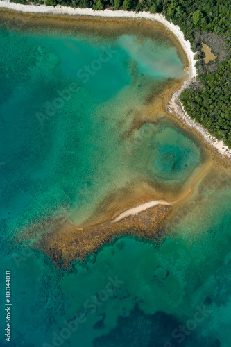 Aerial view of freshwater lakes close to Osor on Cres Island, Croatia. 