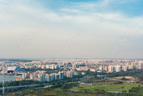 Landscape from bird view of Singapore skyline with city © themorningglory