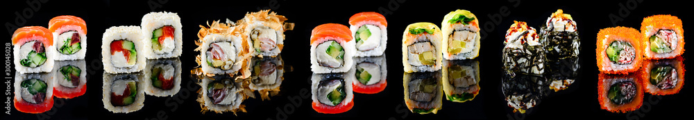 Different kinds of sushi roll Japanese cuisiune Different kinds of sushi roll Japanese cuisiune