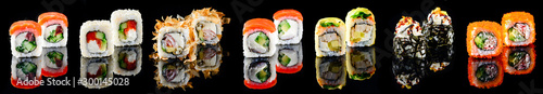 Different kinds of sushi roll Japanese cuisiune