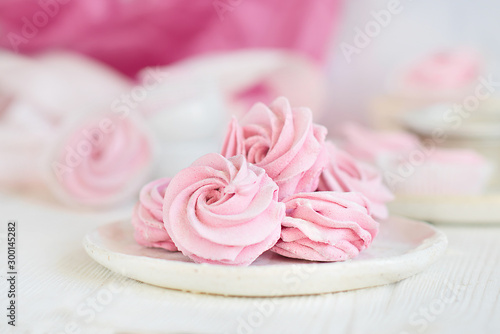 pink marshmallow on white background