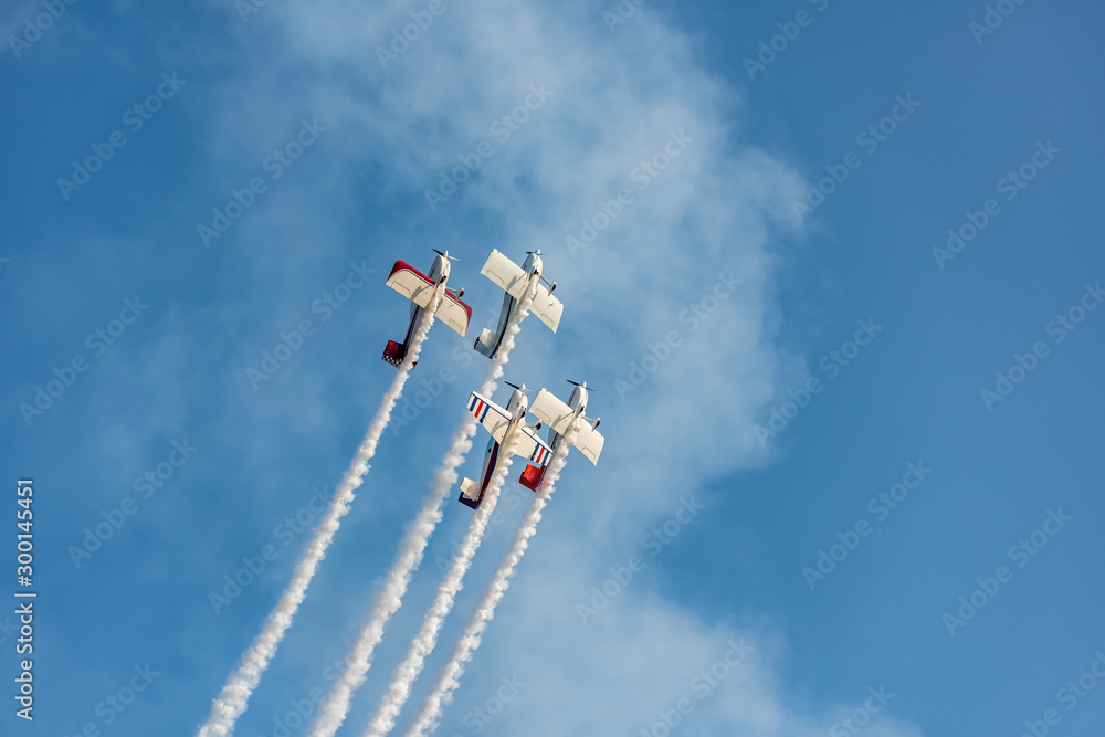 Jiangxi Nanchang Flight Conference aerobatic team flying in the blue sky Jiangxi Nanchang Flight Conference aerobatic team flying in the blue sky