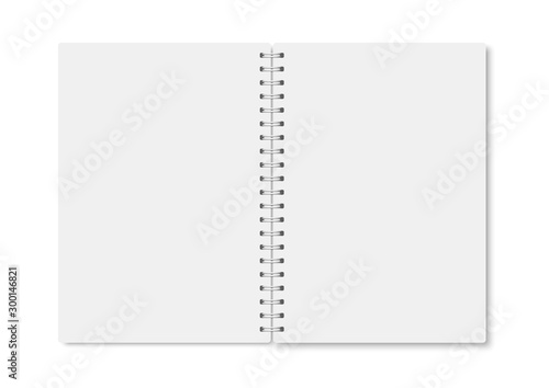 White realistic a5 notebook opened with shadows