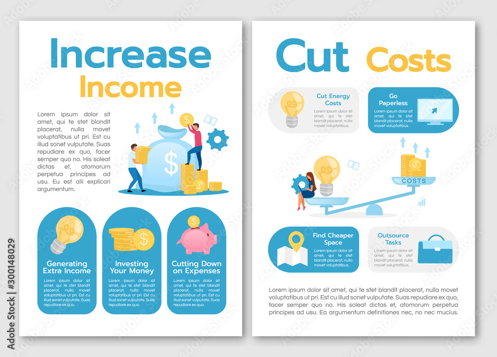 Increase brochure template. Cut costs. Business strategy. Flyer
