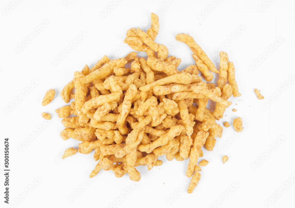Fototapeta premium Cheese crispy corn chips, isolated on a white background.