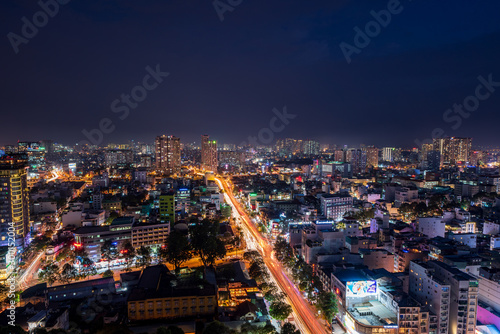 Cityscape of Ho Chi Minh City  Vietnam at night