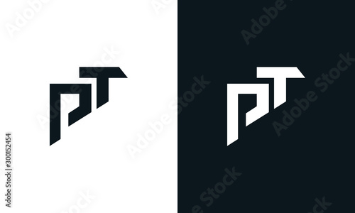 Minimalist abstract letter PT logo. This logo icon incorporate with two abstract shape in the creative process.