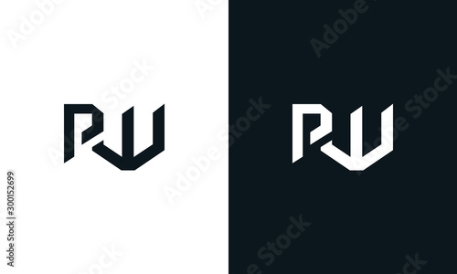 Minimalist abstract letter PW logo. This logo icon incorporate with two abstract shape in the creative process.