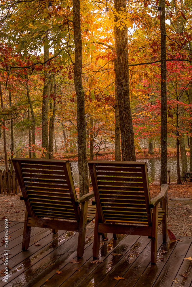 two chairs in autumn park