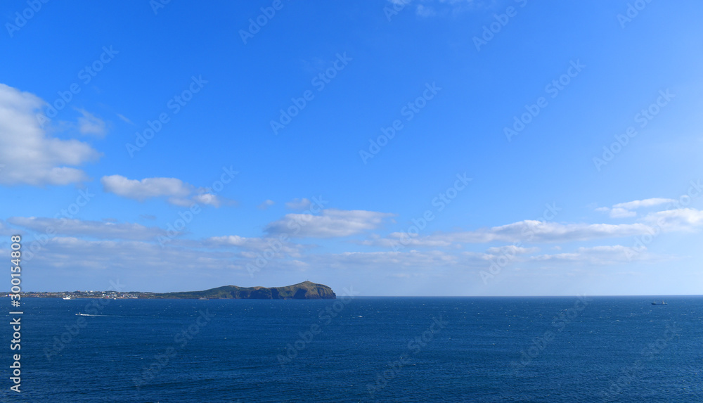 sea island view blue sky back ground