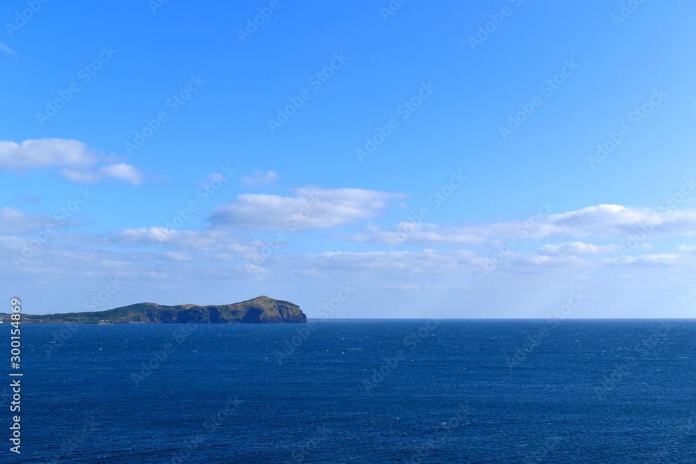 sea island view blue sky back ground