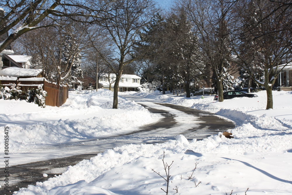 Naklejka premium Snowy winter in the city