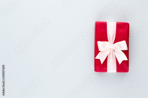 Christmas gift boxes on pastel background.