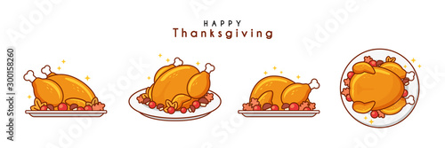  Illustration of baked turkey for thanksgiving day photo