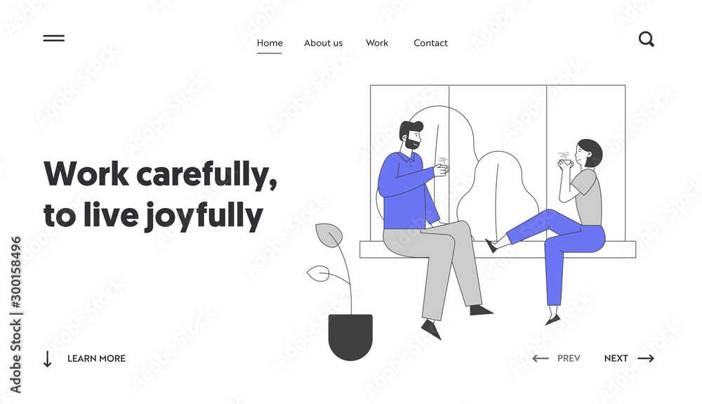 Love Leisure Family Sparetime Day Off Website Landing Page. Young Loving Couple Sitting on Windowsill Drinking Tea Together, Weekend Evening Web Page Banner. Cartoon Flat Vector Illustration, Line Art Love Leisure Family Sparetime Day Off Website Landing Page. Young Loving Couple Sitting on Windowsill Drinking Tea Together, Weekend Evening Web Page Banner. Cartoon Flat Vector Illustration, Line Art