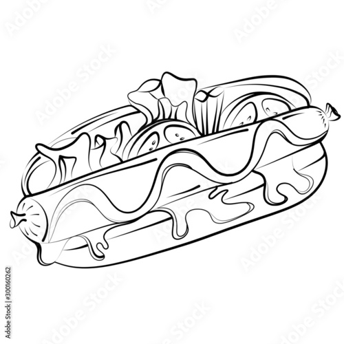 Line art of hotdog