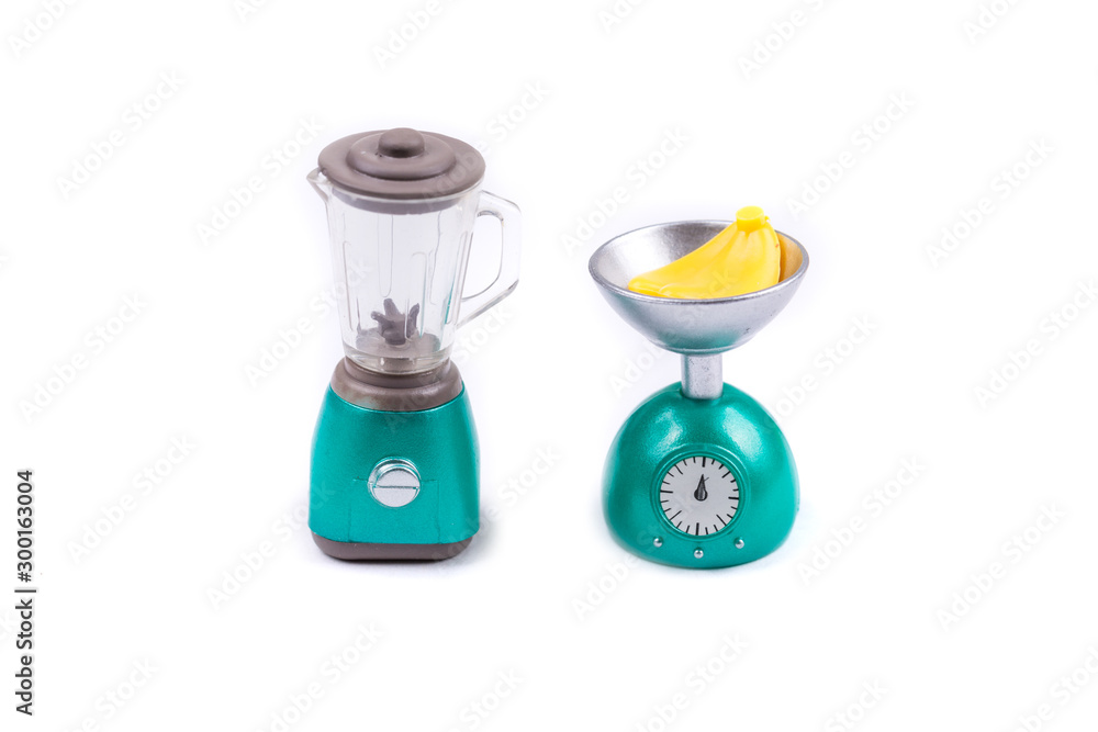 Obraz premium Childs toy plastic food molded 1/6th scale blender with bananas