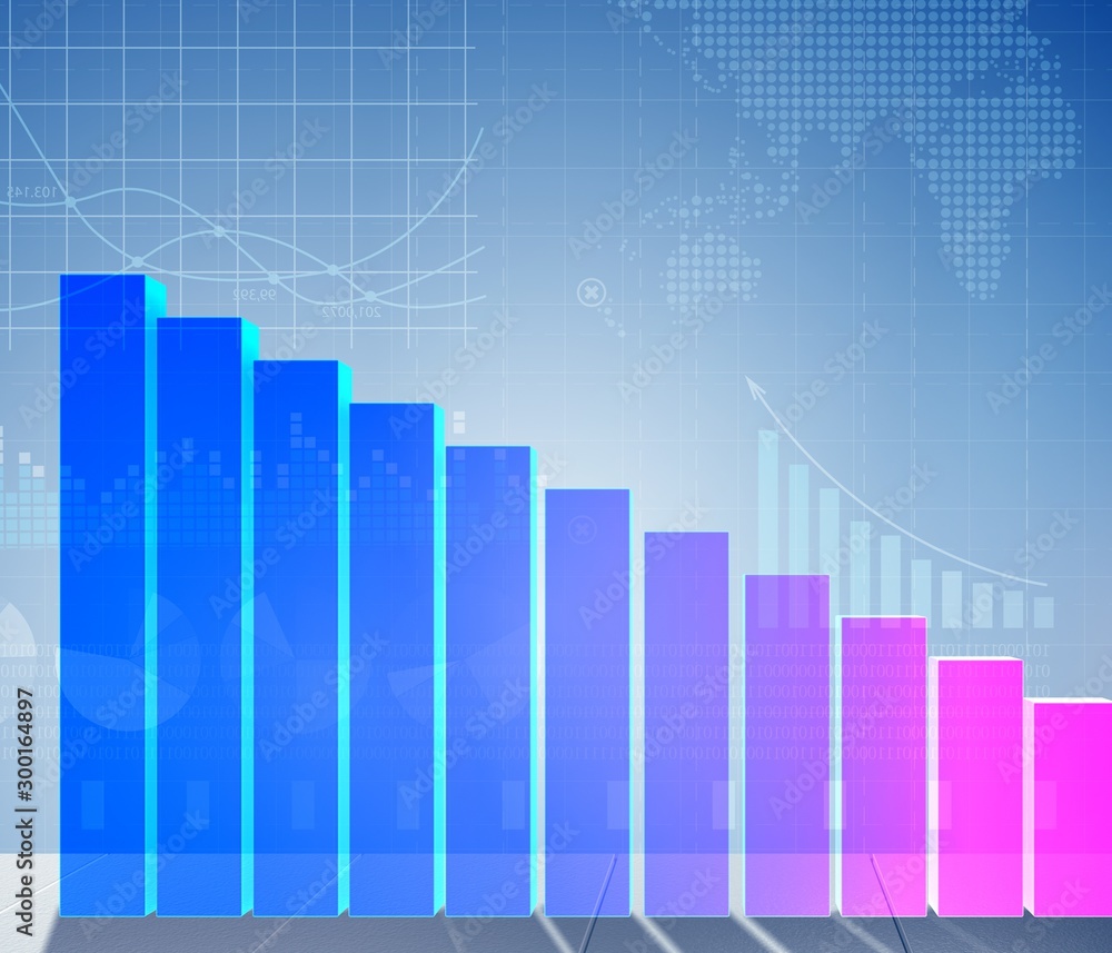 The growing bar charts in economic recovery concept - 3d renderi The growing bar charts in economic recovery concept - 3d renderi