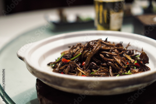 Chinese vegetable mushroom food with shallow depth of field