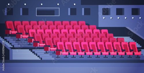 rows of red theater or cinema seats empty no people hall interior horizontal vector illustration