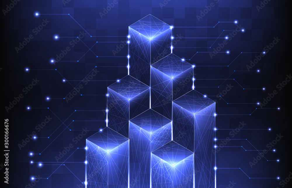 abstract background futuristic of graph block with connection lines abstract background futuristic of graph block with connection lines