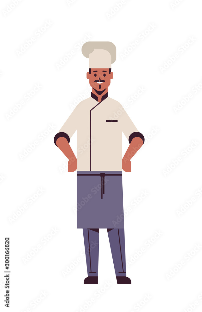 male professional chef cook standing pose african american man restaurant kitchen worker in uniform cooking food concept flat full length vertical vector illustration male professional chef cook standing pose african american man restaurant kitchen worker in uniform cooking food concept flat full length vertical vector illustration