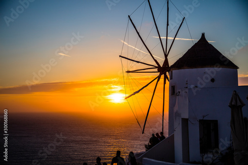 Windmill in Oia village on Santorini island, Greece