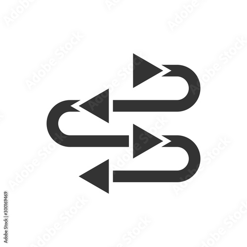 Arrow growth icon in flat style. Evolution vector illustration on white isolated background. Process organization business concept.